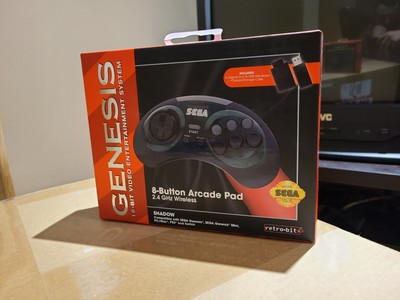 Retro-bit 8-Button Arcade Pad Wireless 2.4GHz Transparent Shadow Sealed - RARE