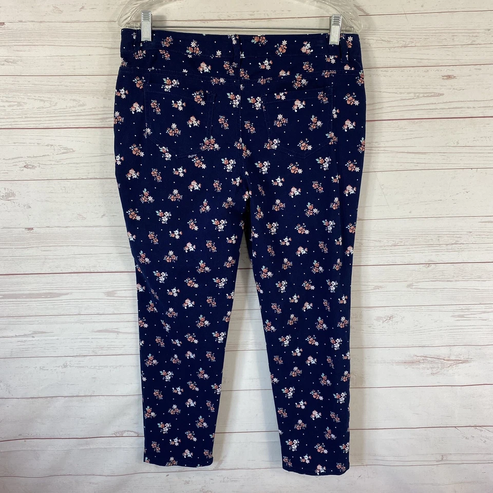 Route 66 Girls Ankle Crop Floral Print Pants XL 14 1/2-16 1/2 Blue Pink Stretch  - Image 3 of 4
