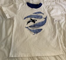 NEW W/O TAG JANIE AND JACK 4T 2013 WHALES WHITE/BLUE BOYS 100 COTTON SHIRT