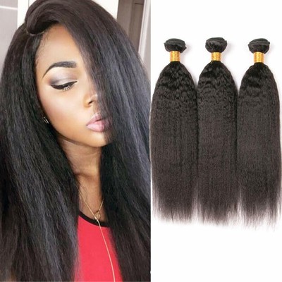 Allove Brazilian Virgin Human Hair Bundles Yaki Straight Kinky