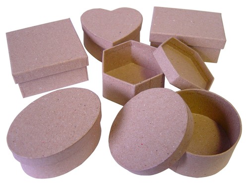 12 CAJAS DE REGALO Y TAPAS DE PAPEL MACHÉ EN FORMA 6 DISEÑOS ARTESANÍAS Y PINTURA REDONDAS CORAZÓN - Imagen 3 de 4