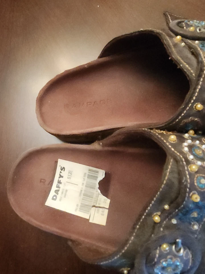 Sandalias planas de tela para mujer Rampage zapatos sin cordones marrón adornado  Foto 4 de 4