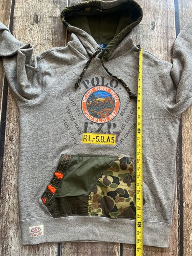 POLO RALPH LAUREN EXPEDITION VOYAGER CAMO PATCHWORK HOODIE MENS MEDIUM EXCELLENT - Picture 6 of 13