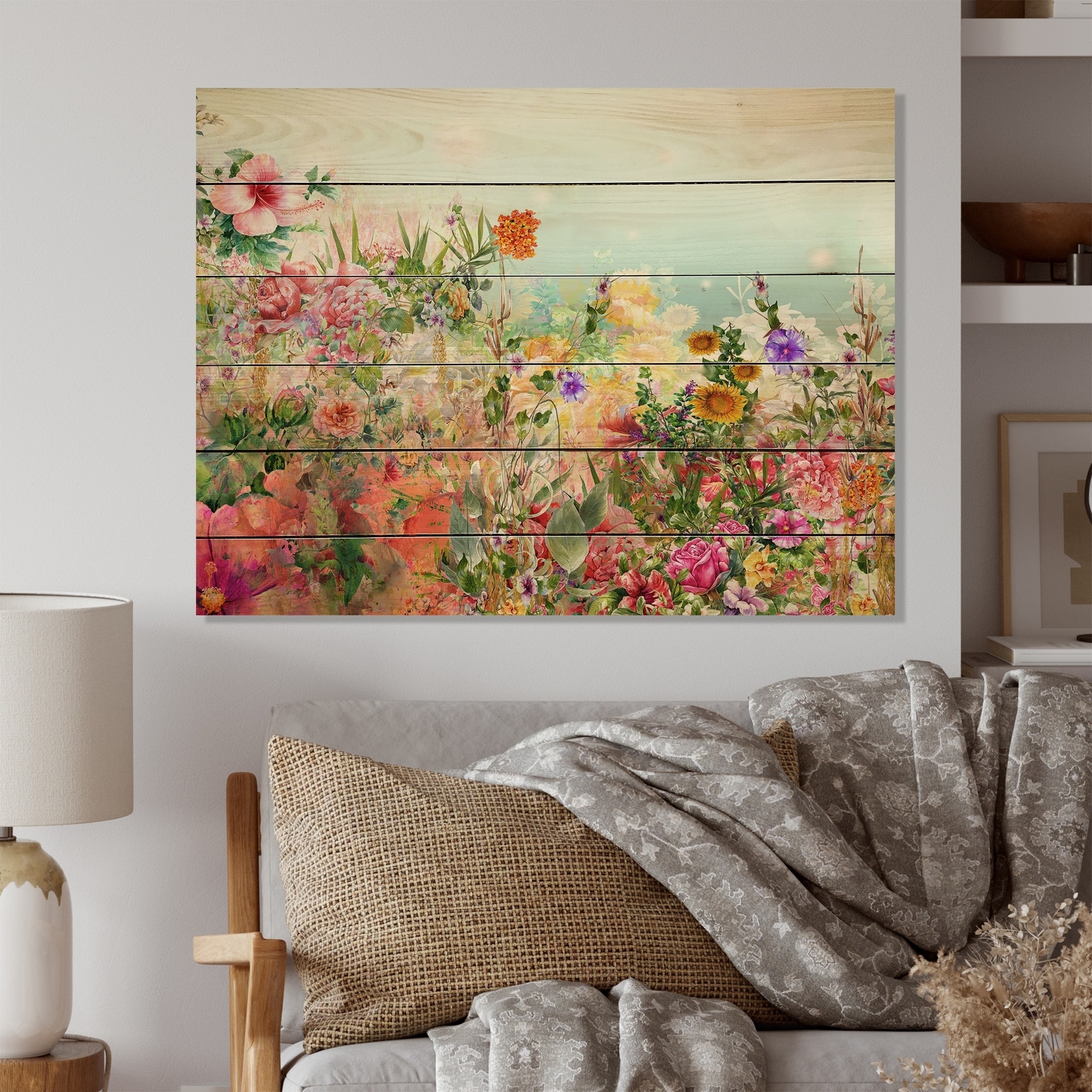 Designart 'Vintage Spring Garden Flowers VII' Traditional Wood Wall Art Panels