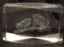 Laser Etched Glass Paper Weight-Koala Bears On A Tree-heavy