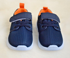 Little Star Shoes Baby Boy Size 4 Toddler Navy Blue Orange Sneakers, NIB