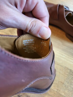 Vintage Barrett for Paoletti Brown Leather Single Monk Strap Shoes Made in Italy Barrett Shoes for Men for sale | eBay main image 4