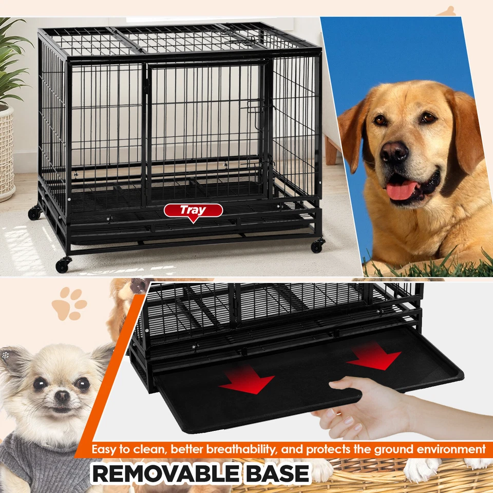 Клетка-ящик для больших собак высокопрочная 36 дюймов/42 дюйма/48 дюймов собачья конура манеж для домашних животных - Изображение 2 из 4