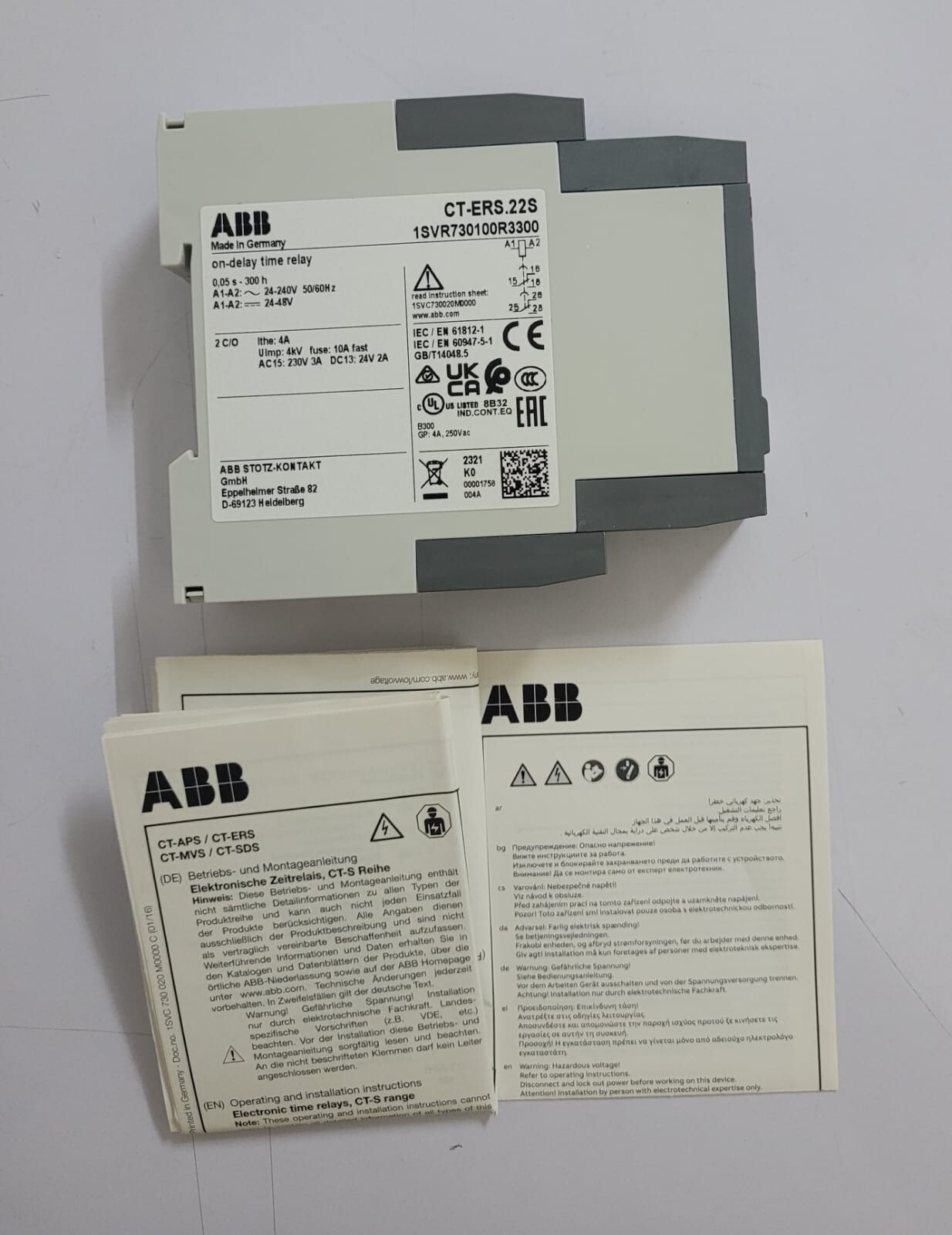 ABB CT-ERS.22S ON-DELAY TIME RELAY 1SVR730100R3300 NEW FREE SHIPPING