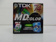 TDK MD Color 5 Mix 74 Recordable MD Mini Disc Compact Carry Case