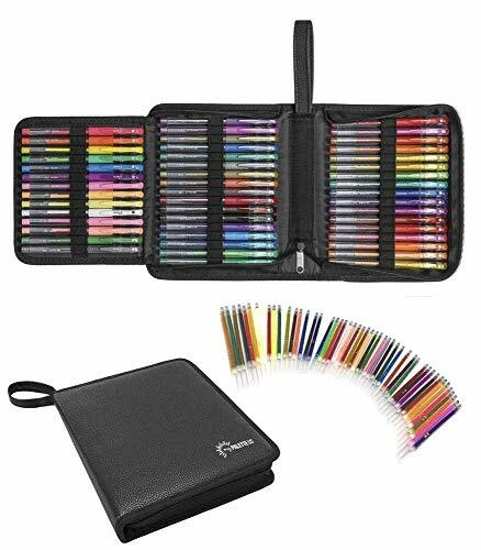 96 Color Artist Gel Pen Set, PU LEATHER TRAVEL CASE AND 48 MATCHING COLOR  New