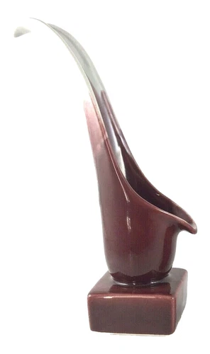 Red Wing Pottery 1953 Anniversary Candle Holder 2311 Wings Burgundy MCM USA