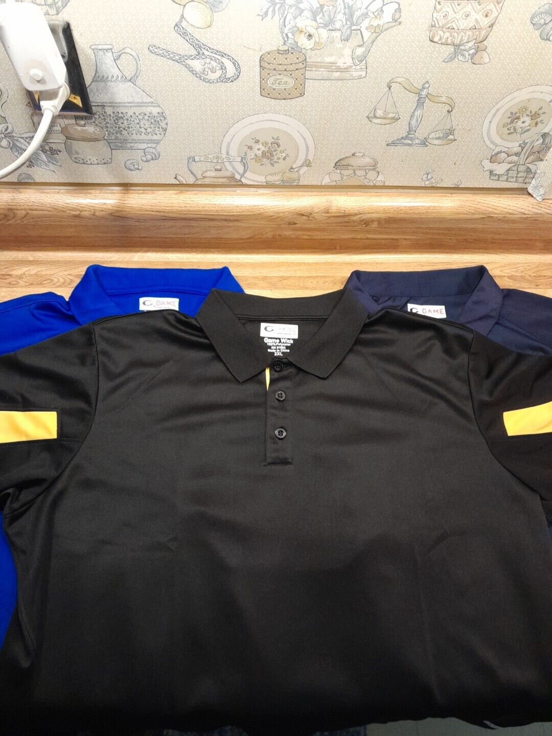 GAME Sportswear Polo -Lot of 3- Dark Blue/Gold Med Blue/White Black/Gold All 2XL