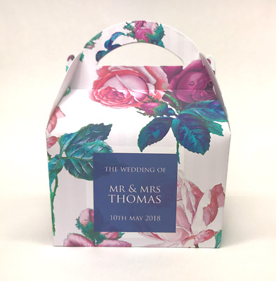 Personalised Vintage Rose Floral Wedding Party Favour Gift Box