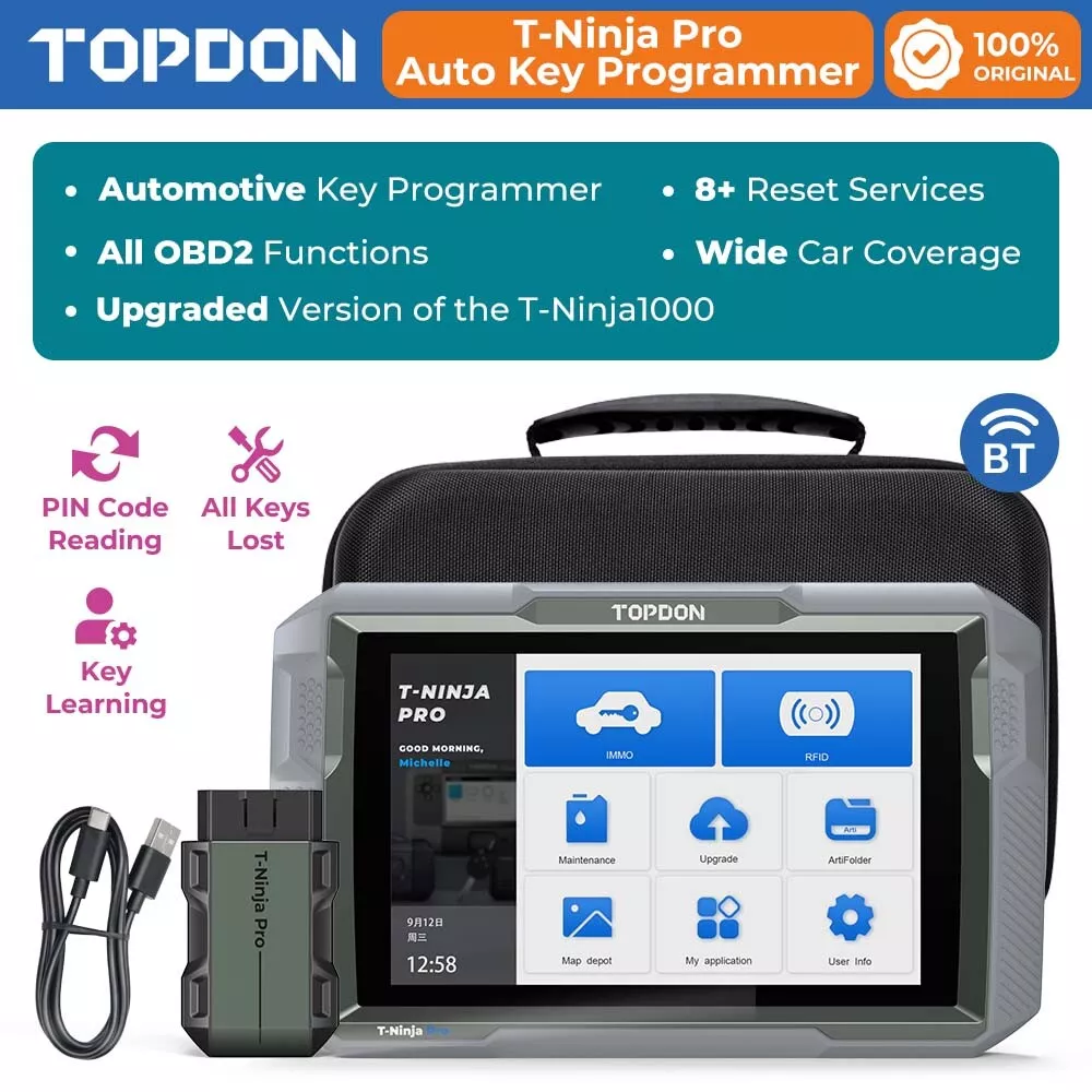 TOPDON T-Ninja Pro - 8 Tablet OBD Automotive Key Programmer and TOPDO