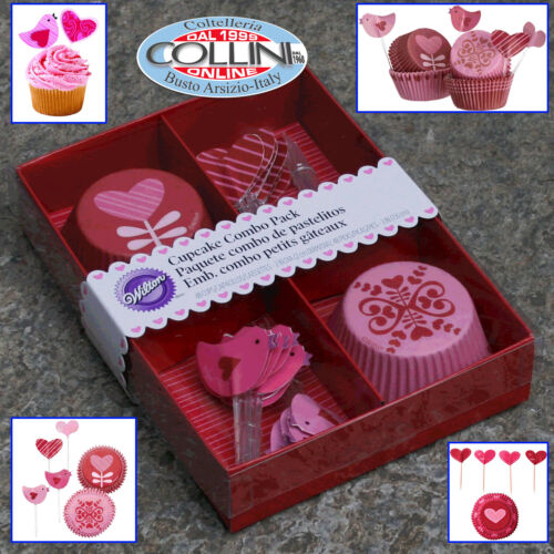 Wilton - Cupcake Decorating Set - Set Pirottini San Valentino 48 pezzi - cuore - Afbeelding 1 van 5