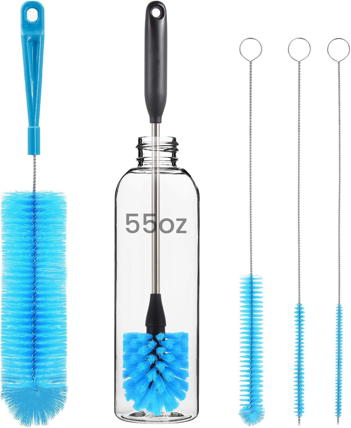 5 Pack 15In Stainless Steel Bottle & Straw Cleaning Brushes  