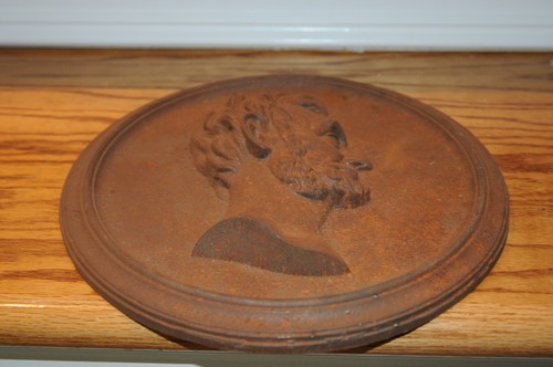 Vintage Cast Iron US President Abraham Lincoln Portrait Raised Relief Plaque .. - Picture 3 of 14