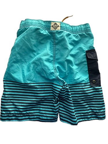 Gap Kids Boys Swim Trunks Size L 10 /12 Blue Striped W/ Pockets - Picture 2 of 2