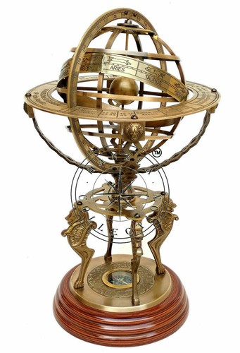 18 Zoll nautische Messingkugel graviert Armillar Antik Vintage Astrolabium Kompass - Bild 5 von 6