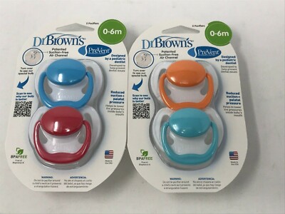 Dr Brown's PreVent 0-6 Months 4 Pacifiers BPA Free - Brand New