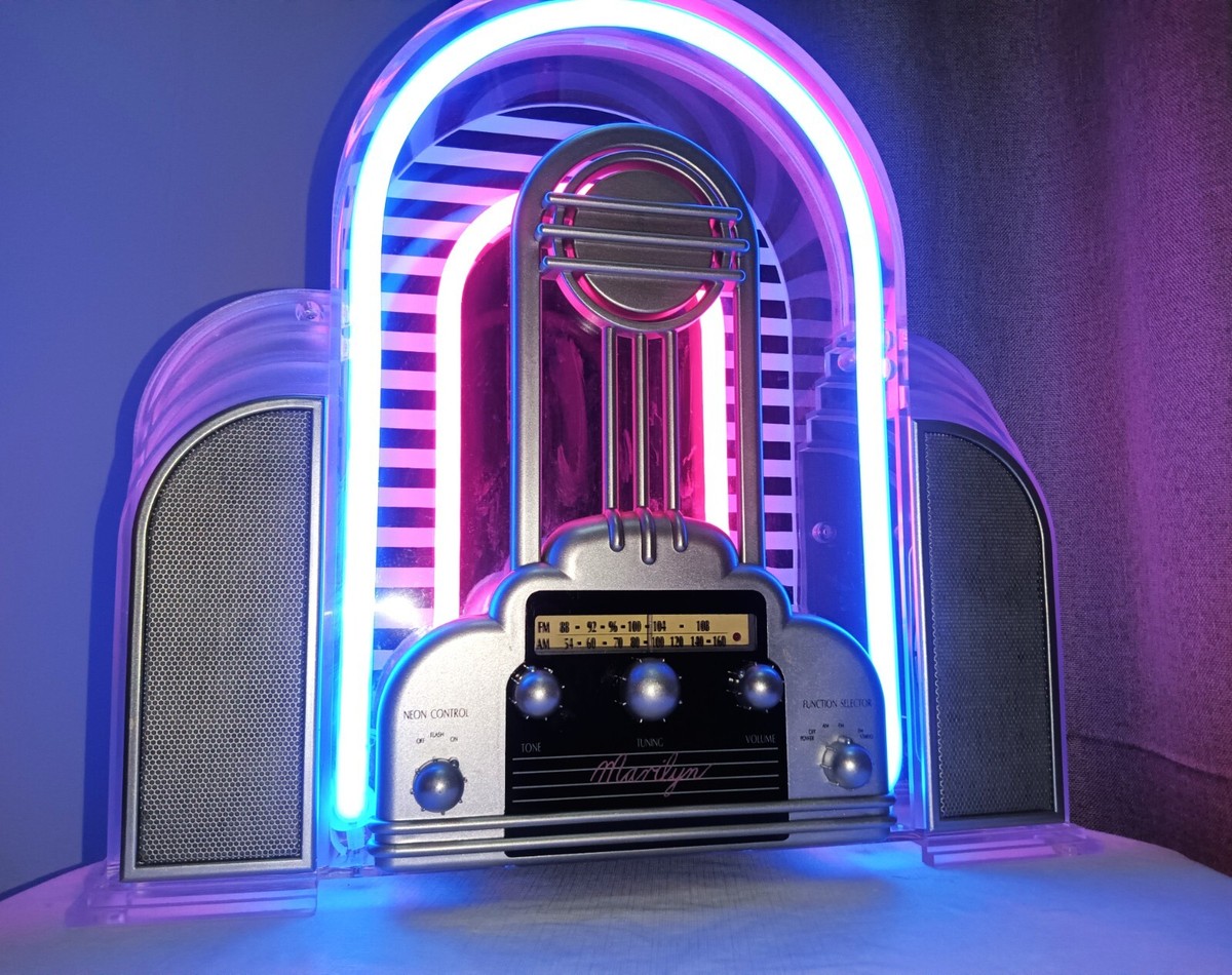 MARILYN NEON RADIO BY CICENA JUKEBOX 1988 AM FM DECO STYLE ADAPTOR