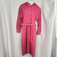 Vintage Dress Belted Midi Pink Shirt Style 80s Secretary-core 90's Retro Office