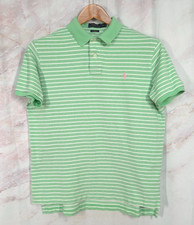 Polo Ralph Lauren Shirt Mens XL Custom Fit Green White Stripe Short Sleeve EUC
