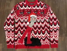 33 Degrees Ostrich Christmas Sweater Mens Medium Santa Ugly Holiday Party Funny