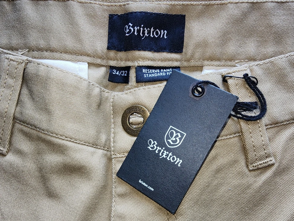 BRIXTON мужчин резерва CHINO брюки хаки стандартный размер 34w 32 L, новый с Ярлыками!!!! - Изображение 2 из 4
