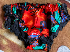 Vintage Multi Color 100 Silk Bikini Panties Size 6 Medium Floral Print