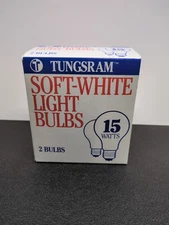 Tungsram Soft White Light Bulbs New In Box - Qty. (2 Bulbs)  15 Watt