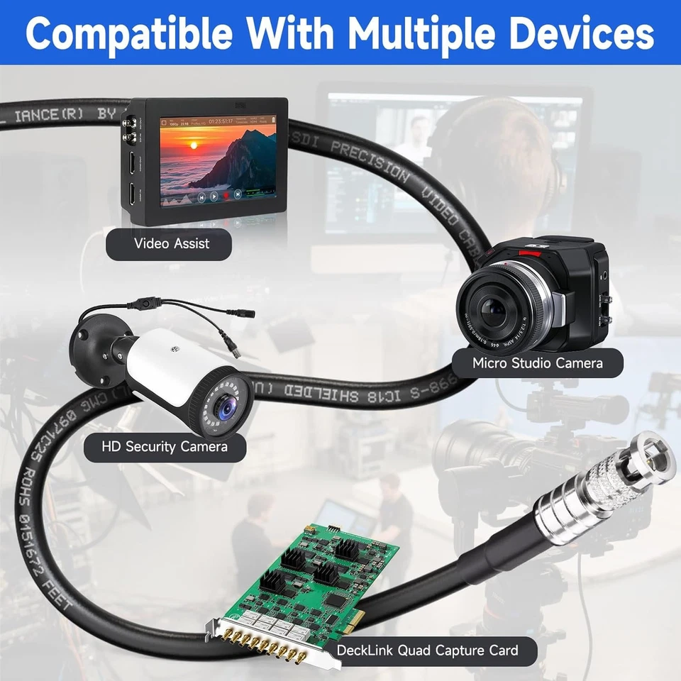 BNC Female to Mini BNC HD/3G/6G Micro SDI 75ohm Belden 1855A Video Cable 30cm - Image 4 of 4