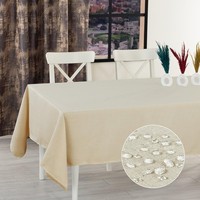 Tischdecke Abwaschbar 140X200 Cm Leinenoptik Wasserabweisend Pflegeleicht Beige