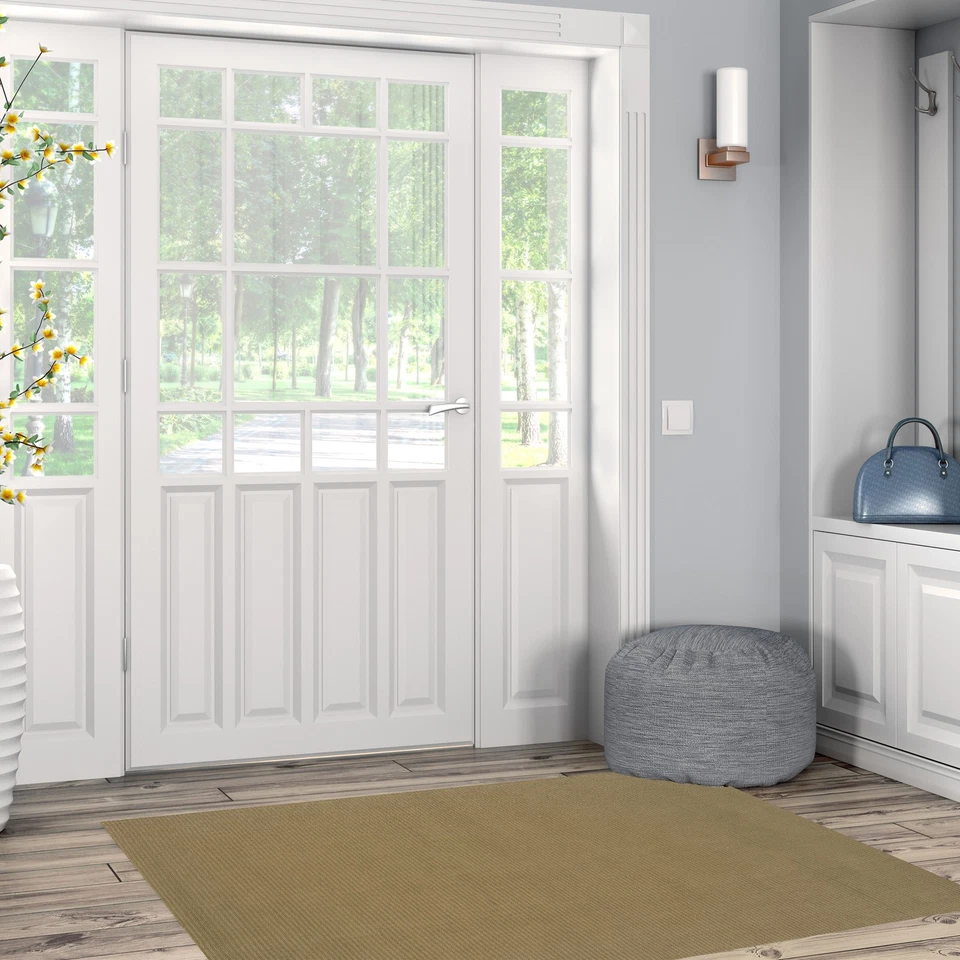 Linon Classic Stripe Hand Woven Wool 3'6"x5'6" Rug in Cedar Green - Image 2 of 4