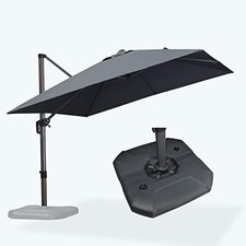 Patio Umbrella with Base 10 Feet Outdoor Cantilever Square Umbrella Aluminum