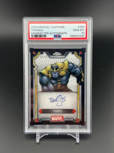 2024 Topps Chrome Marvel THANOS /10 Black Refractor Sapphire Auto PSA 10 NB1