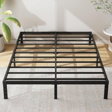12 Inch Queen Size Metal Bed Frame Heavy Duty Steel Slat Mattress Foundation