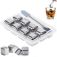 Whisky Steine Edelstahl Set Wiederverwendbar 8 StüCk Mit Silikonclip EiswüRfel