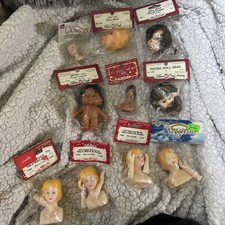 Vintage Lot Set Of 10 Fibre Mix Craft Doll Heads