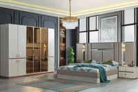 Designer Bett Holz Kleiderschrank LuxuriöSe Nachttische Schlafzimmer Set