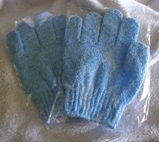 New 1 Pair Exfoliating Spa Bath Shower Gloves Blue