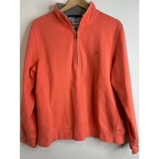 Brooks Brothers Mens 1/4 Zip Sweatshirt Jumper Size L Orange Cotton Blend Casual