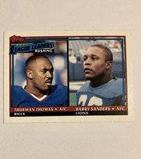 1991 Topps Football Card League Rushing Leaders Thurman Thomas Barry Sanders #9