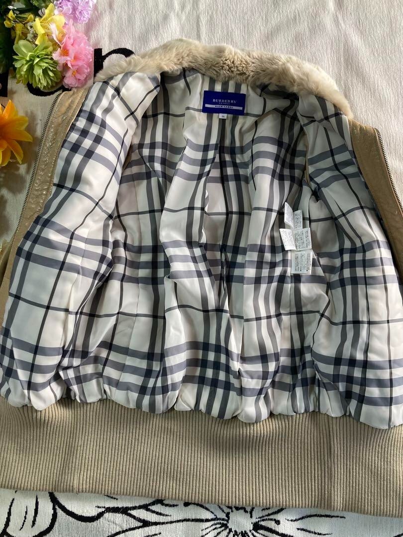 burberry blue label ジャケット　38 Burberry Blue Label Leather Jacket 38 US6 Nova Check Beige