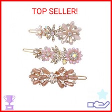 3PCS Rhinestone Bling Flower Small Mini Barrette Decorative Hair Clips Accessori