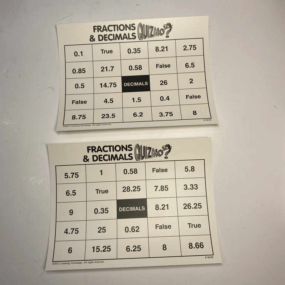 QUIZMO FRACTIONS & DECIMALS #1 Educational Bingo Series Game-Math-Homeschool - Image 3 of 4