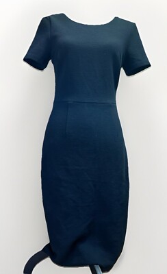 Boden Elsa Ottoman Black Dress Ribbed Scoop Back Zip Bodycon Women's Size  6R | eBay