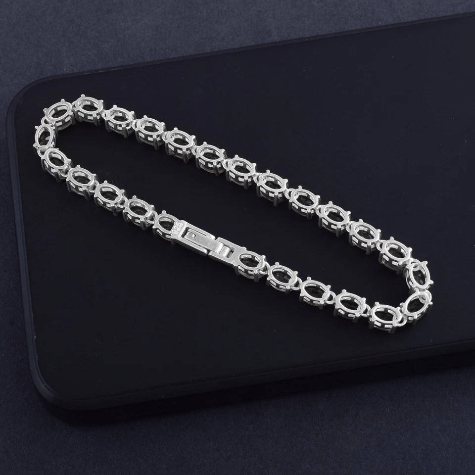 Brazalete tenis cuarzo ahumado con piedras preciosas naturales plata de ley 925 joyería para mujer Foto 3 de 3