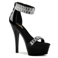 6" Black Platform High Heels Rhinestone Pageant Formal Wedding Shoes Sandals